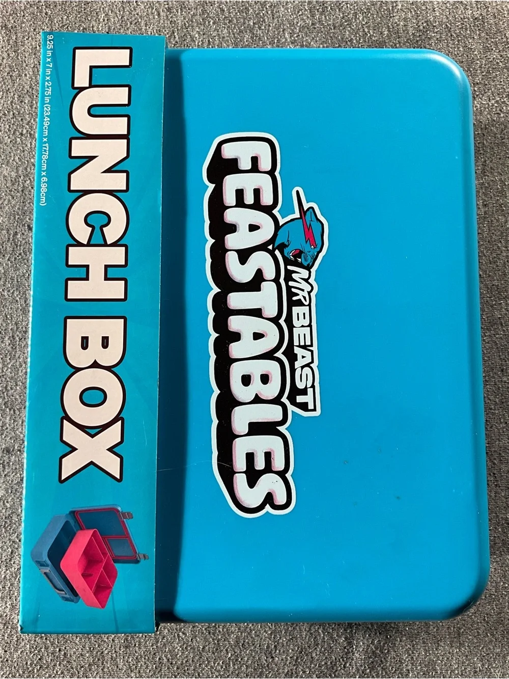 New MrBeast Feastables World's Coolest Blue Lunch Box BPA-Free NIB